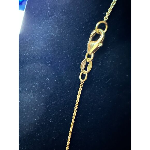 18K Gold Yellow Puffed Heart Diamond Dangle 8.5mm Pearls 16"Chain 5.46 Grams. - Picture 5 of 13